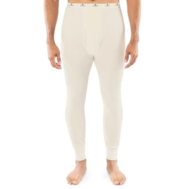 Indera Men's Heavyweight Cotton Waffle Long Johns Thermal Underwear Bottom, Natural, Medium Tall