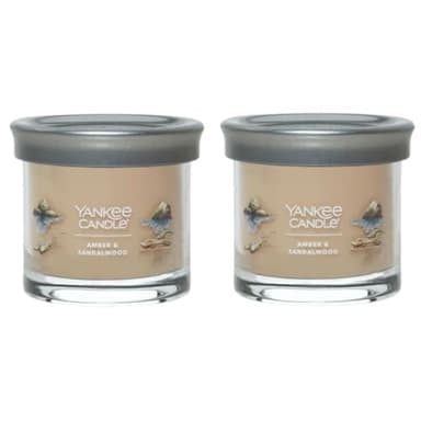 Yankee Candle Small Tumbler Scented Single Wick Jar Candle, Amber & Sandalwood, Over 20 Hours of Burn Time, 4.3 Ounce (Pack of 2)