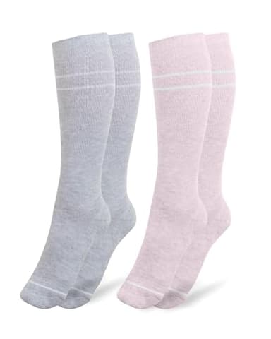 Premium Maternity Compression Socks (2-Pack) | Soft Pink & Grey Heather