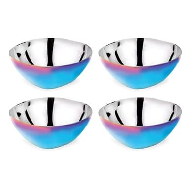 Ahimsa Stainless Steel Bowls for Kids, Durable Pediatrician Designed Toddler Snack Bowl, Premium Non Toxic Metal, Easy to Clean & Dishwasher Safe, Set of 4 Blue