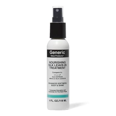 Generic Value Products Nourishing Silk Leave In Treatment, Strengthens and Restores Moisture, Adds Silky Shine, Detangles, ColorSafe Treatment, 4 Oz