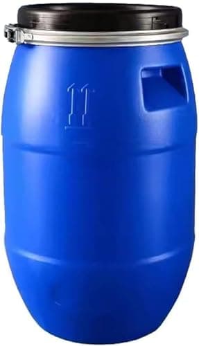 YXCUIDP Large Plastic Blue Open Top Storage Barrel Drum Keg with Lid and Latch Ring, Food Grade for Shipping, Air Tight Industrial Storage Container(60L)