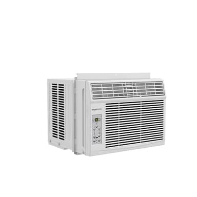 Amazon Basics 6000-BTU Window Air Conditioner, Up to 250 Sqf, Window AC Units with Cool and Fan Functions, Washable Filter, Adjustable Window Kit, Digital Temperature Display, Remote Control, White