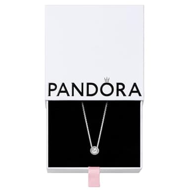 PANDORA Round Sparkle Halo Necklace - Adjustable Cubic Zirconia Pendant Necklace for Women - Everyday Jewelry for Her - With Gift Box - Sterling Silver - 17.7"