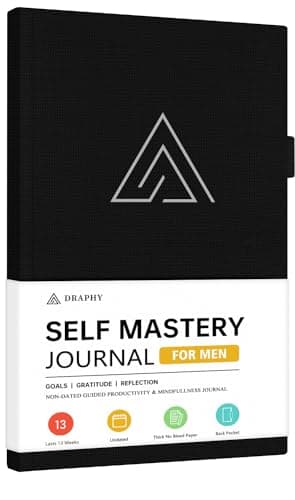 Self-Mastery Journal for Men - Gratitude and Productivity Journal for More Happiness, Positivity, Growth, Mindfulness, Self Care and Reflection - Guided Inspirational Journals for Men & Women (Black)