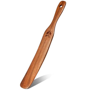 Skinny Spurtle for Sourdough Starter, Mixing, Reaching Bottom of Jar, Dough Whisk, Natural from High Moist Resistance Teak, Spurtles Kitchen Tools Wooden Kitchen Utensils for NonStick Cookware