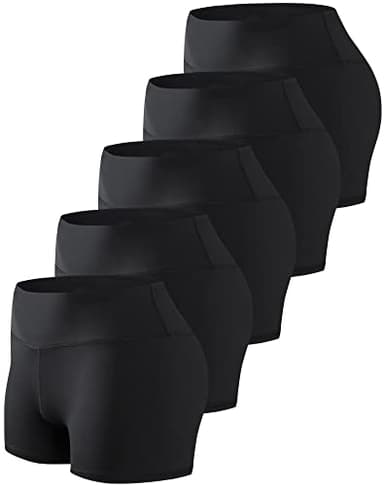 TELALEO 5 Pack 3" Womens Volleyball Shorts Spandex Compression Shorts Workout Performance High Waist Yoga Biker Shorts S/02