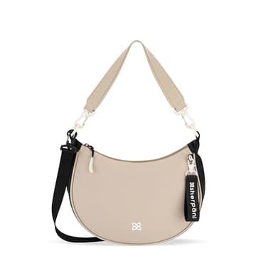 Sherpani Mina, Medium Nylon Crescent Bag, Lightweight Half Moon Crossbody Bags, Fashionable Shoulder Bag, Travel Handbag for Women, RFID Protection, Travel Gift (Con Leche)