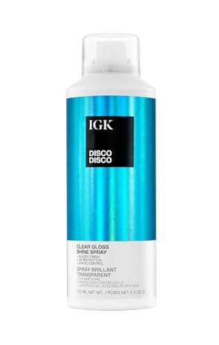 IGK Disco Disco Clear Gloss Shine Spray | Weightless Glassy Shine with a Soft Non-Greasy Finish | UV Protection Finishing Spray | 5.3 Oz