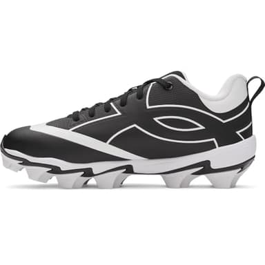 Under Armour Boys' Leadof Icon Low RM JR Baseball Cleats, (001) Black/Black/White, 6, US