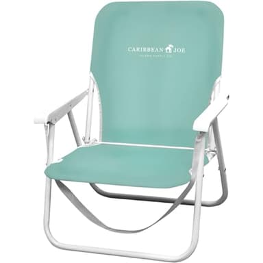 CARIBBEAN JOE Folding Beach Chair, 1 Position Lightweight and Portable Foldable Outdoor Camping Accessories with Carry Strap (Mint, 200lbs Capacity)
