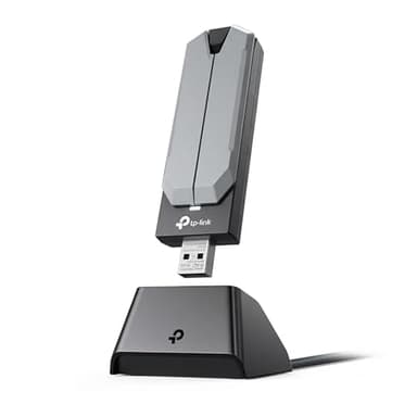TP-Link BE6200 Tri-Band Wi-Fi 7 Wireless USB 3.0 Adapter Archer TBE401UH | WiFi Adapter for Desktop PC | Supports Windows 11,10 | 2 x High Gain Antennas | 6GHz, 4K-QAM, 160MHz, WPA3 | Secure by Design