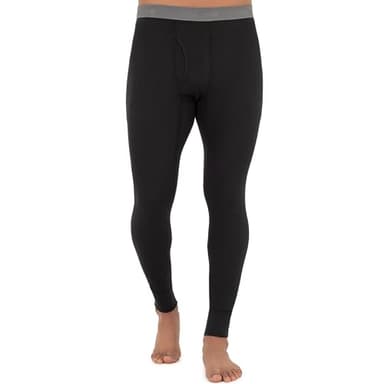 Fruit of the Loom Men's Recycled Premium Waffle Thermal Underwear Long Johns Bottom (1 Pack), Black, Small