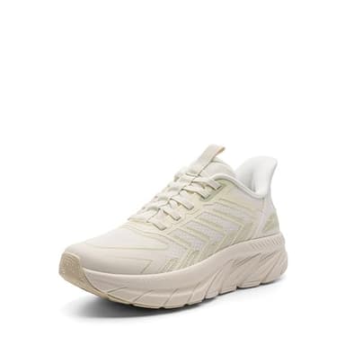 ALLSWIFIT Women's Slip On Walking Shoes Running Comfortable Tennis Breathable Non Slip Athletic Gym Workout Cross Training Fashion Sneakers,Size 7.5,Ivory,SARR034W