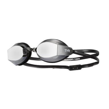 TYR Blackops 140 EV Racing Goggles – Mirrored Swim Goggles for Men & Women, Anti-Fog, UV Protection, Low Profile Competitive Swimming (Black/Smoke)