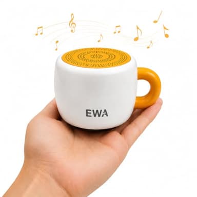 EWA Coffee Mug Speaker, Portable Bluetooth Speaker for Desk & Bedroom(WHT)