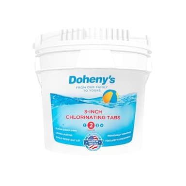 Doheny’s 3-Inch Stabilized Chlorine Tablets for Sanitizing Swimming Pools | 99% Pure Tri-Chlor, 90% Available Chlorine | Long-Lasting, UV-Protected, Slow-Dissolving | Individually Wrapped 25lb Bucket