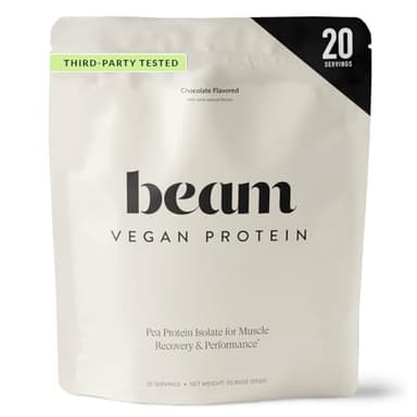 Beam Vegan Protein Powder – Organic Pea Protein Isolate, 20g Plant-Based Protein per Serving, Third-Party Tested, No Added Sugar, Dairy Free, Soy Free, Gluten Free, 20 Servings, Chocolate