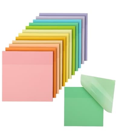 Mr. Pen- Transparent Sticky Notes, 3”x3”, Macron Pastel, 12 Pads, 600 Sheets, Bible Journaling Sticky Notes, See Through Sticky Notes, Translucent Sticky Notes