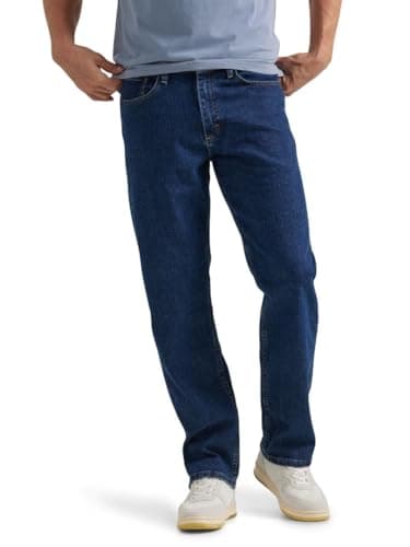 Wrangler Authentics Men's Comfort Flex Waist Relaxed Fit Jean, Dark Stonewash, 36W x 32L