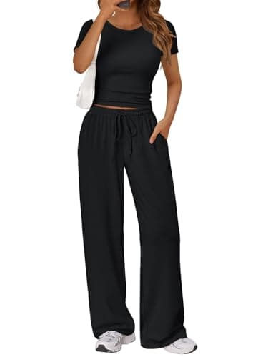 Trendy Queen Womens 2 Two Piece Set 2026 Summer Workout Vacation Gym Clothes Spring Fashion Lounge Matching Airport Travel Outfit Resort Wear Fitness Athleisure Clothing