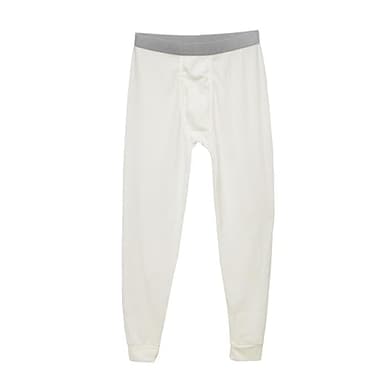 Thermal Underwear Pants for Men Long Johns Cotton Blend Base Layer Waffle Knit Bottoms Classic Cold Weather Off-White