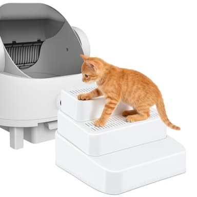 Adjustable Litter Box Ramp, Cat Ramp for Litter Box, 3 Steps, White