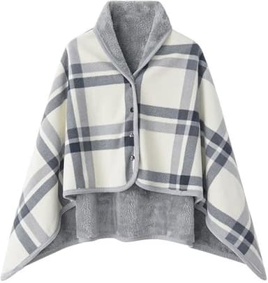 Dkieuyu Fleece Wearable Blanket,Comfy Warm Wrap Shawl Poncho Throw with Buttons,Office Chair Lap Desk Blankets Cape Cover for Sofa Bed Travel Camping,Birthday Gift for Elderly Grandma