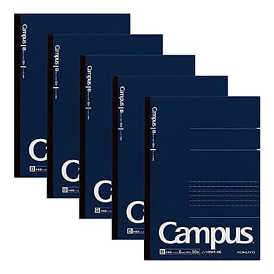 KOKUYO Campus Notebook, Business Type, Dot B 6mm Ruled, A5, 50 Sheets, 30 Lines, Navy Cover, Pack of 5, Japan Import (NO-105BT-DB)