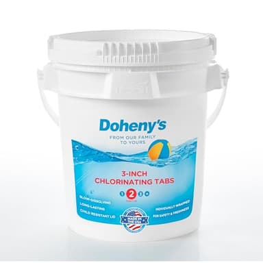 Doheny’s 3-Inch Stabilized Chlorine Tablets for Sanitizing Swimming Pools | 99% Pure Tri-Chlor, 90% Available Chlorine | Long-Lasting, UV-Protected, Slow-Dissolving | Individually Wrapped 10lb Bucket