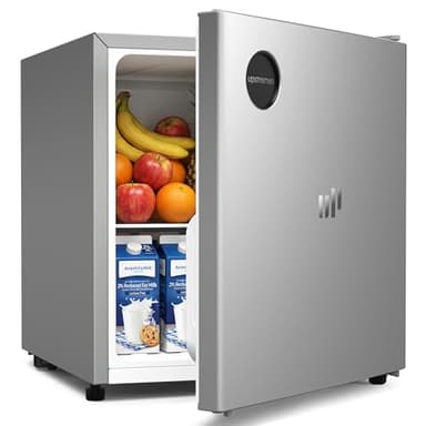 Upstreman 1.5 Cu.Ft All-Refrigerator Mini Fridge, Single Door Small Refrigerator, Dorm Fridge with 7 Adjustable Thermostat, Compact Refrigerator for Office, Bedroom or Dorm, Silver-CR16