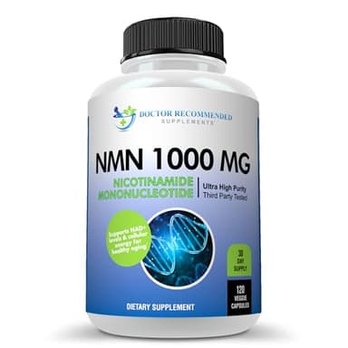 DOCTOR RECOMMENDED SUPPLEMENTS NMN 1000mg (Nicotinamide Mononucleotide) - 120 Veggie Capsules, 30 Servings - Supports NAD+ Levels & Cellular Energy - Third Party Tested, Non-GMO, Gluten Free