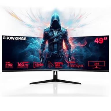 SHOWKINGS 49 Inch Curved Ultrawide QHD Gaming Monitor, 1500R 165Hz 32:9 QHD 3840x1080 Computer Monitor, 125% sRGB VESA DisplayHDR, Supports Wall Mounted Installation, Eye Care