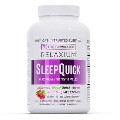 Relaxium Sleep Quick Melts, Sleep Aid, 10mg Melatonin, Berry, 130 Serving