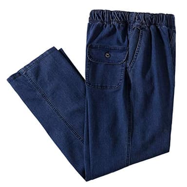 IDEALSANXUN Elastic Waist Jeans for Men Loose Fit Jeans Casual Pants (38Wx32L, Dark Blue)