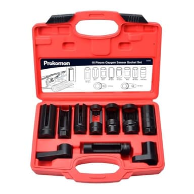 Prokomon 10pcs Oxygen Sensor Socket Set, O2 Sensor Removal Kit, Oil Pressure Sensor Socket Wrench Set 1/2" 3/8" Drives, Oxygen Thermal Oil Pressure Sensor Removers