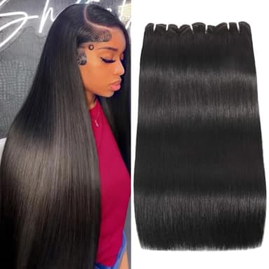 16A Straight Human Hair Bundles Double Drawn Indian Raw Bundles Human Hair Super Soft Silky Salon Quality Full And Thick No Tangle Triple Lifespan Than Regular Virgin Hair Natural Black 12 14 16 Inch