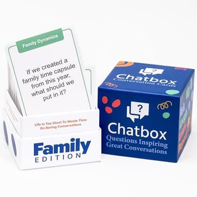 Chatbox 200 Conversation Starter Cards - Family Games for Kids and Adults - Fun Travel Games - Party Card Game - Conversation Cards - Couples Card Game for Game Night