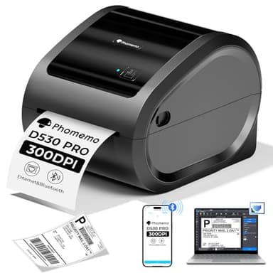 Phomemo Ethernet Thermal Label Printer 4x6, Bluetooth Shipping label printer for Small Business, Home, Office, 300DPI Wireless Thermal Printers Support Ethernet/Bluetooth/USB, Amazon, Ebay, Etsy, USPS