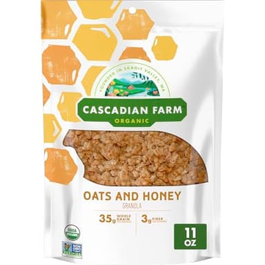 Cascadian Farm Organic Granola, Oats and Honey Cereal, Resealable Pouch, 11 oz