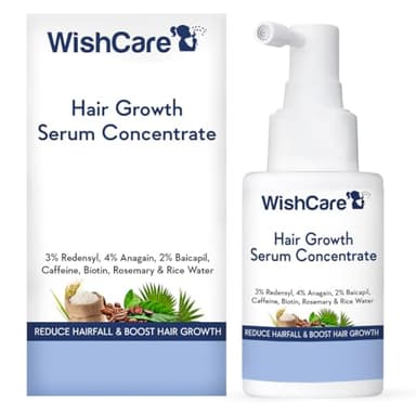 WishCare Hair Growth Serum Concentrate - Rosemary, 3% Redensyl, 4% Anagain, 2% Baicapil, Caffeine, Biotin, Plant Keratin & Rice Water