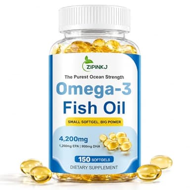 Omega-3 Fish Oil Supplements 4200mg– Triple Strength, Mini Softgels, High Purity EPA & DHA for Brain, Heart & Eye Health, Wild-Caught, Burpless, Non-GMO, Third-Party Tested | 150 Softgels