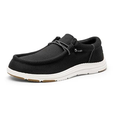 Bruno Marc Men's Arch Support Casual Slip-on Shoes Loafers for Men Non Slip Comfortable Boat Shoes,Size 11,Black/White,SBLS2302M