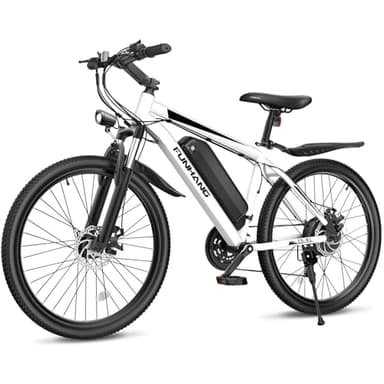 Funhang Electric Bike for Adults, 26'' 1000W Peak Ebike, Up to 50 Miles 21.7MPH Electric Mountain Bike with 48V 374.4WH Removable Battery, Adjustable Stem, Fenders, Lockable Suspension Fork, 21-Speed