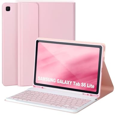 Keyboard Case for Samsung Galaxy S6 Lite 10.4" 2022/2020,Case with Keyboard for Samsung S6 lite with S Pen Holder,Detachable Wireless Bluetooth Keyboard for Galaxy S6 Lite 10.4" Auto Wake/Sleep,Pink
