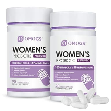 OMOGS 2PCS Women's Probiotic 180 Billion CFUs 18 Strains, with Prebiotics, Cranberry Extract, D-Mannose & Digestive Enzymes, for Digestive,Immune, PH Balance & Urethral Health, 180 Capsules