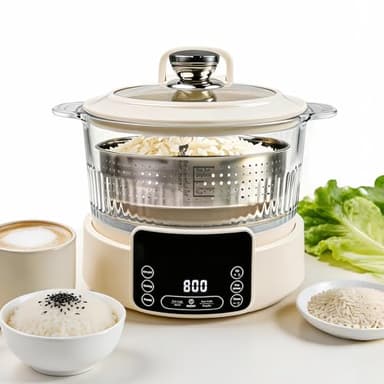 Low Carb Rice Cooker, Multifunction Smart Rice Cooker, Transparent and Visible food Steamer with Auto Lift Filter Basket (5L)
