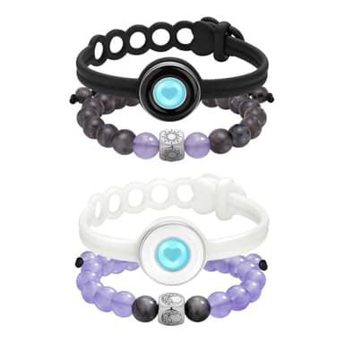 TOTWOO Bracelet Stacking Set: Smart Touch Bracelet with Stylish Non-Smart Beads, Long Distance Relationship Gifts for Girlfriend, Mother-Daughter, Sisters Bluetooth APP Set Up Pairing Jewelry