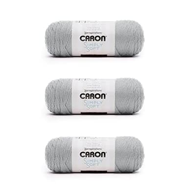 Caron Simply Soft Feathered Gray Yarn - 3 Pack of 170g/6oz - Acrylic - 4 Medium (Worsted) - 315 Yards - Knitting/Crochet