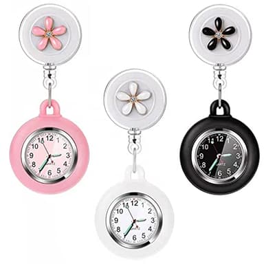 PWOSI Nurse Glow Pointer Watch with Clip and Lapel Option, Fob Watch with Second Hand